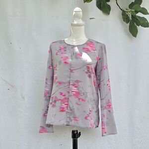 Banana‎ Republic Pink and Gray Floral Blouse